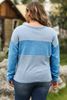 Picture of CURVY GIRL SKY BLUE KNIT PATCHWORK DROP SHOULDER TOP